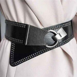 Women's Studded Belt Wide Punk Black